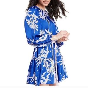Alexis For Target Cobalt Blue and Cream Floral Long Sleeve‎ Dress Size Large